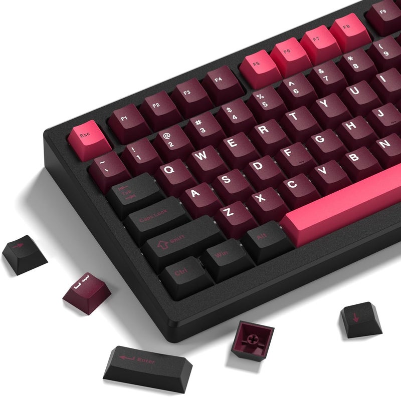 COSTOM Womier Double Shot PBT Keycaps Set 138 Keys, Cherry Profile Custom Keycaps 60 65 75 100 Percent for 61/64/68/84/87/100/104/108 Retro Gaming Mechanical Keyboard (HotPink Black) - Image 1